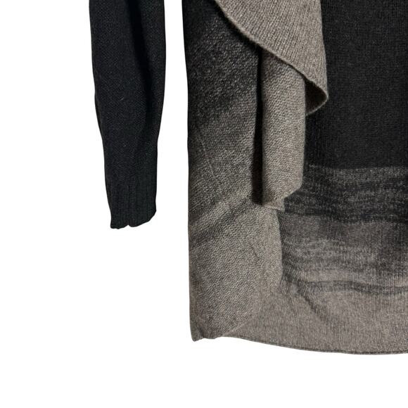Eileen Fisher Black Gray Ombre Knit Open Front Yak Wool Silk Cardigan Sweater M - Picture 4 of 9